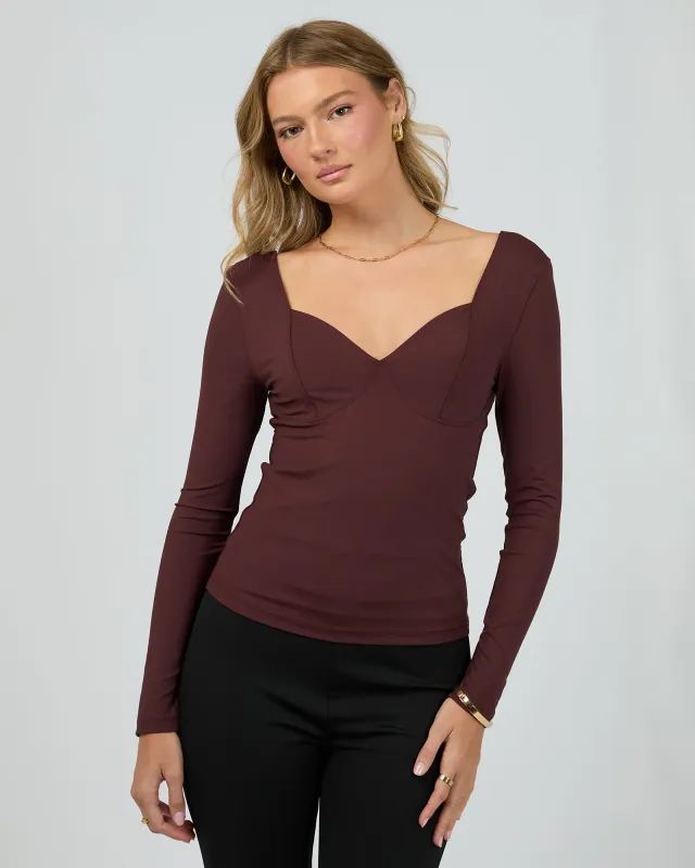 Hattie Long Sleeve Top Burgandy sold by edge clothing