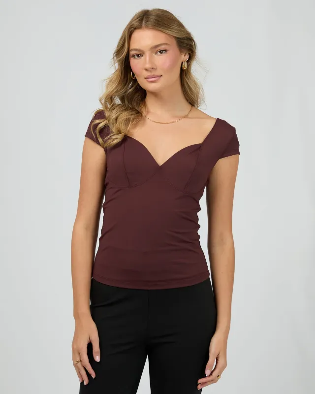 Hattie Top Burgandy sold by edge clothing