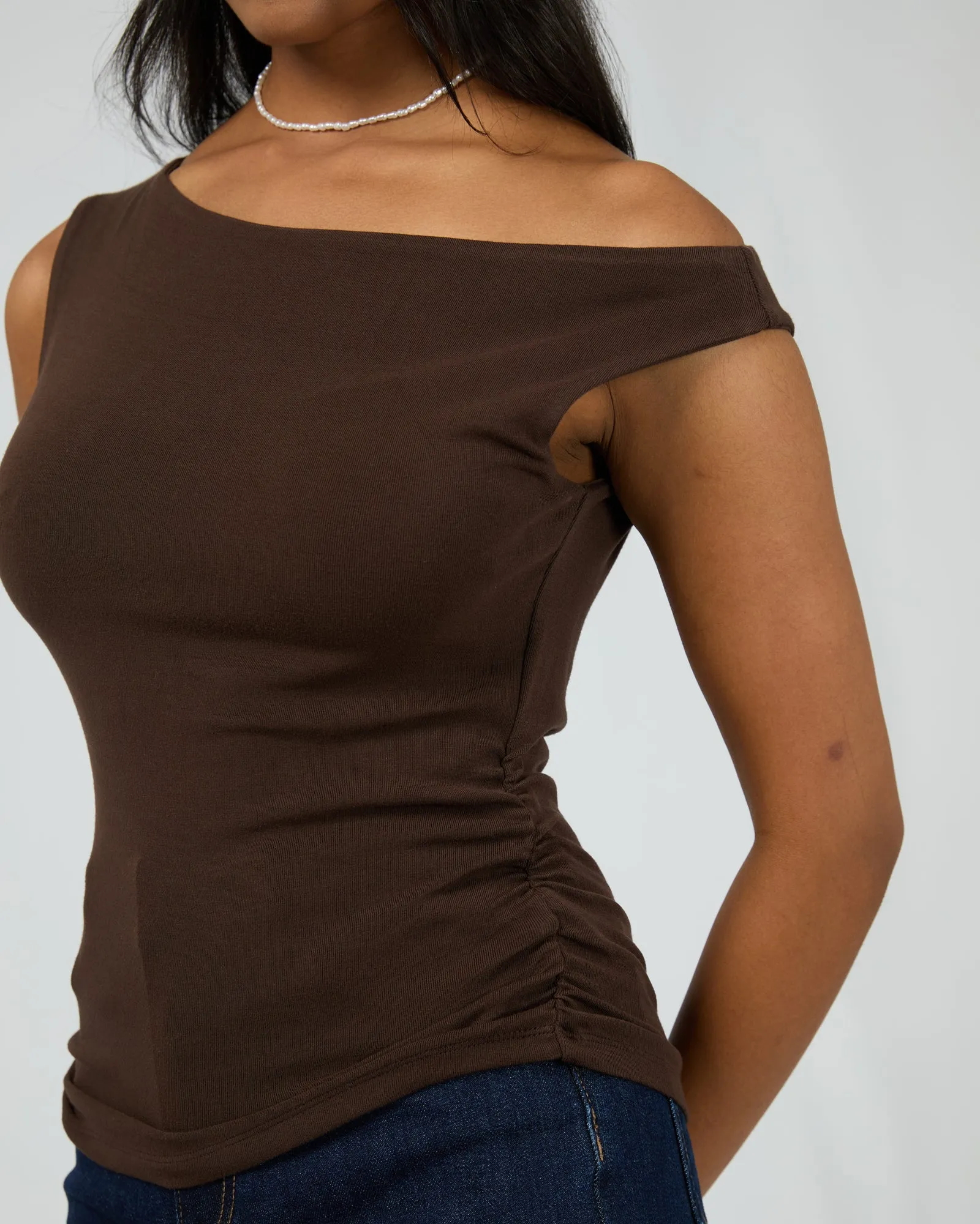 Kylie Off Shoulder Top Brown sold by edge clothing product image thumbnail 5