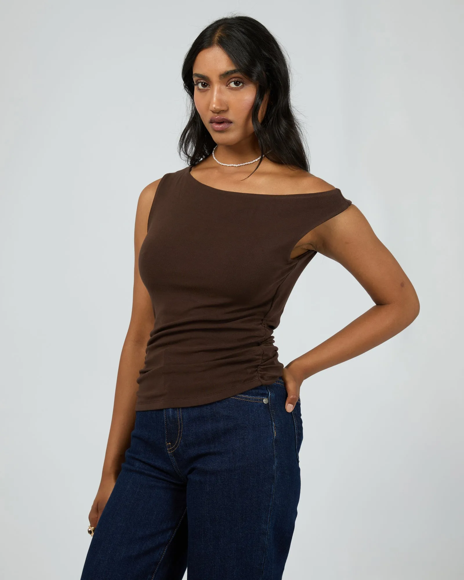 Kylie Off Shoulder Top Brown sold by edge clothing product image thumbnail 4
