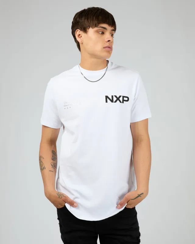 Prancer Dual Curved Tee White sold by edge clothing