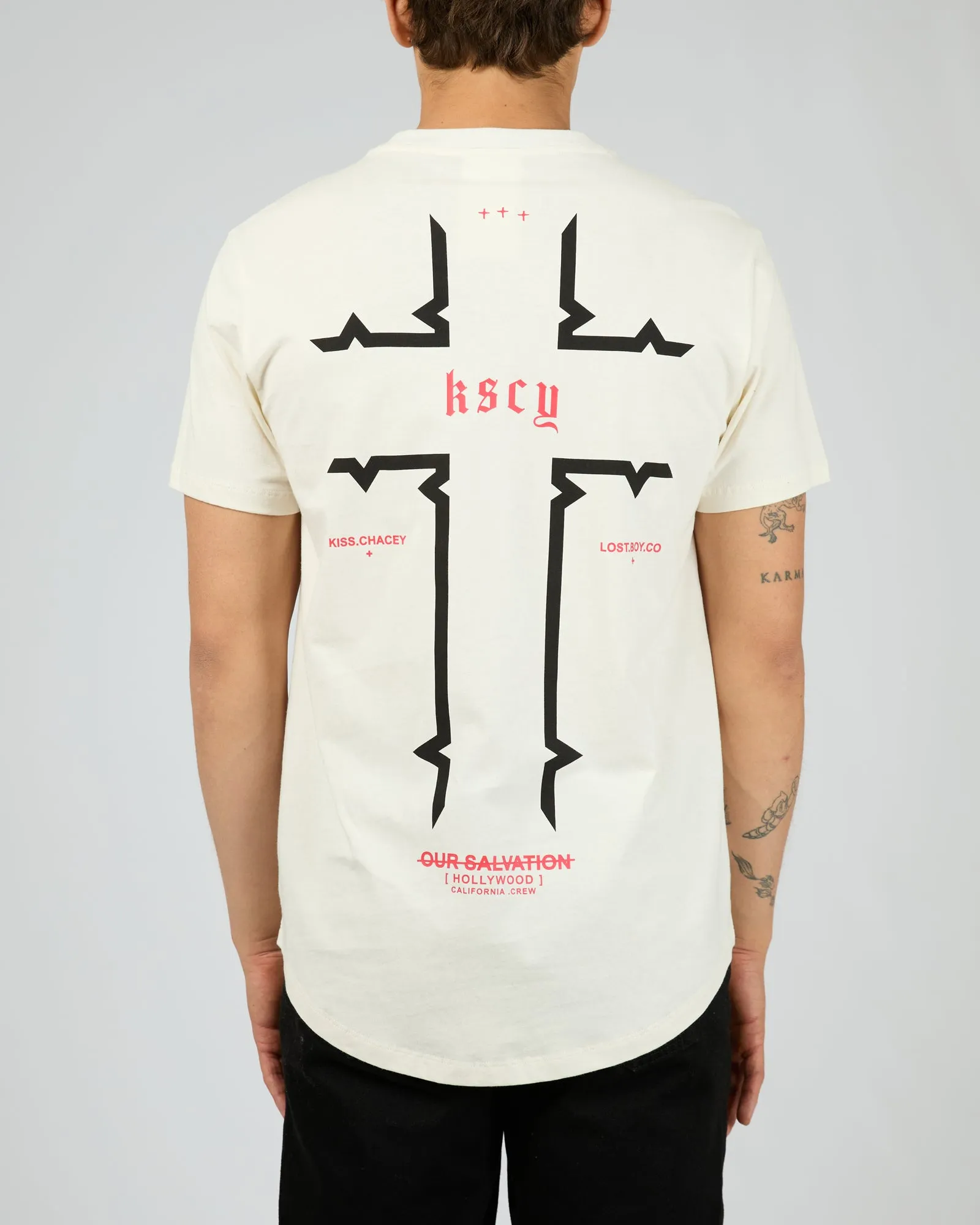 Thready Dual Curved Tee White sold by edge clothing product image thumbnail 2