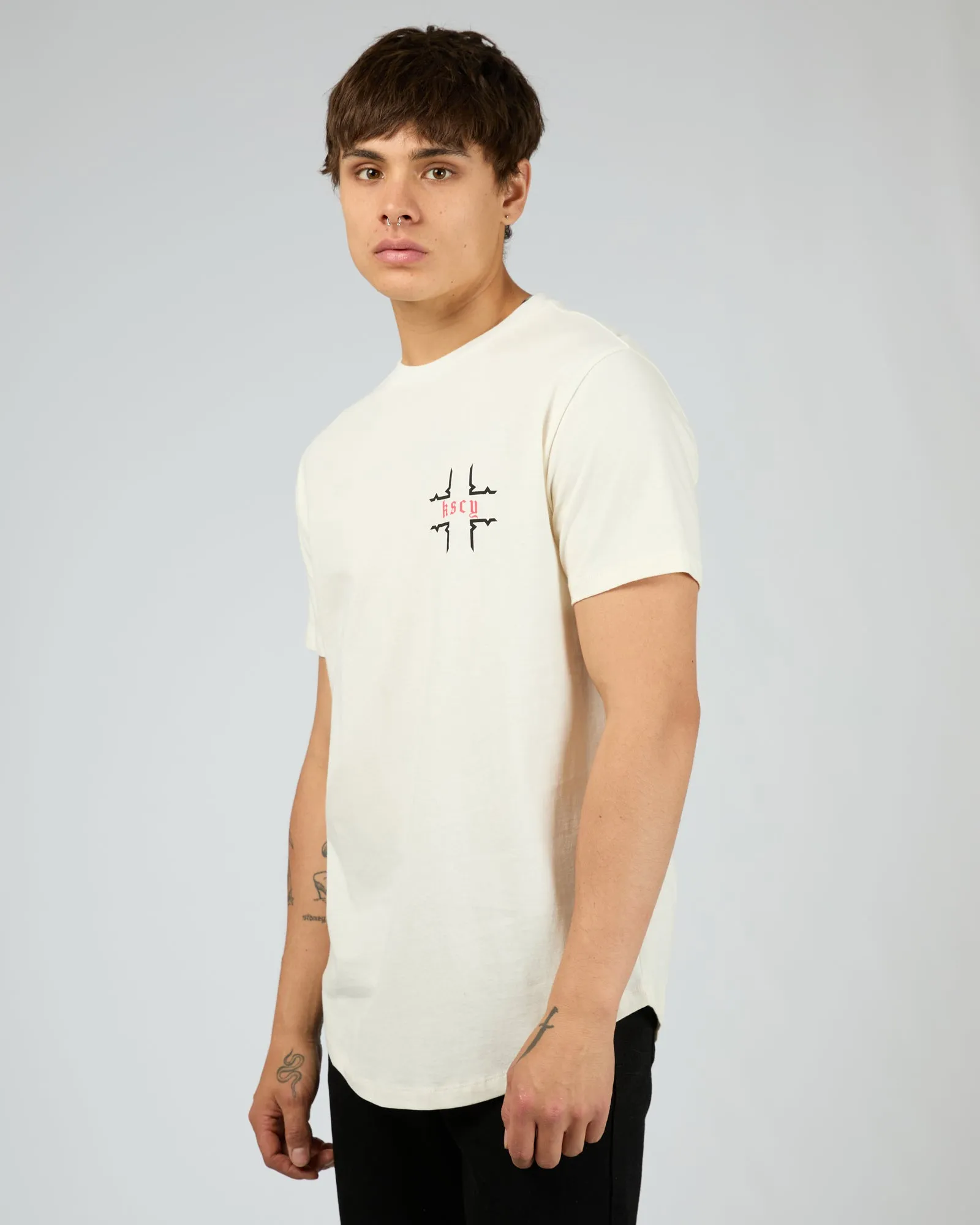 Thready Dual Curved Tee White sold by edge clothing product image thumbnail 4