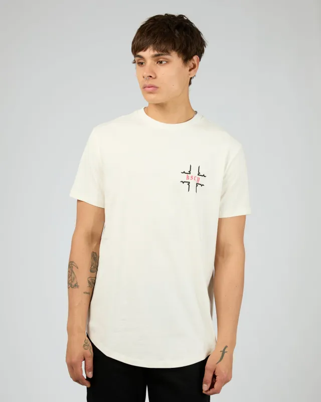 Thready Dual Curved Tee White sold by edge clothing