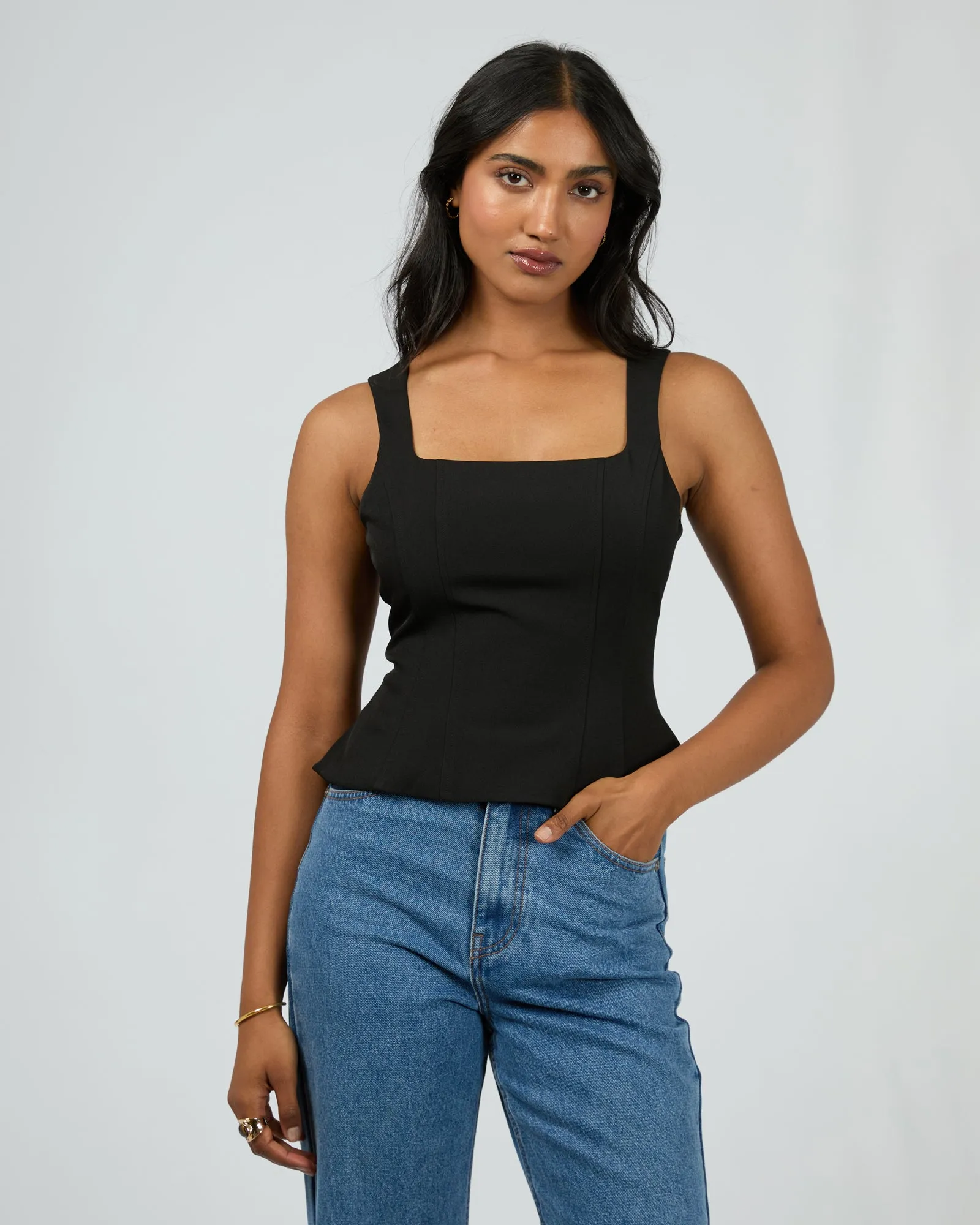 Broadway Peplum Top Black sold by edge clothing