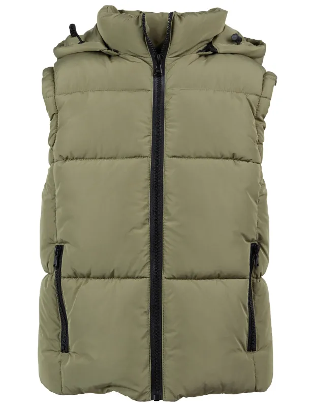 Teen Remi Puffer Vest Khaki sold by edge clothing