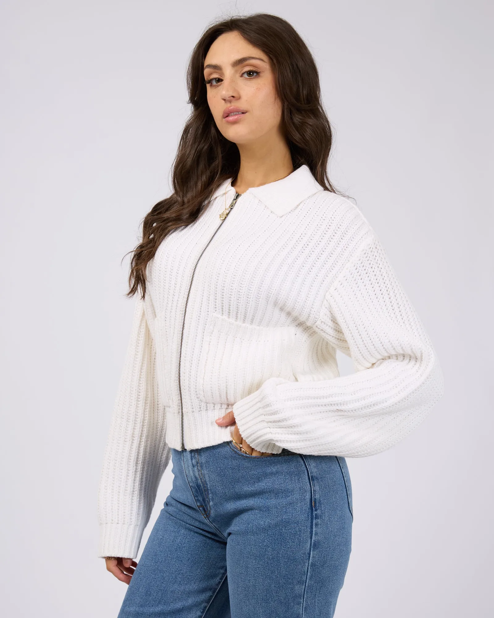 Soho Knit Zip Through Vintage White sold by edge clothing product image thumbnail 4