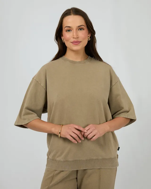Nara Fleece Tee Olive sold by edge clothing