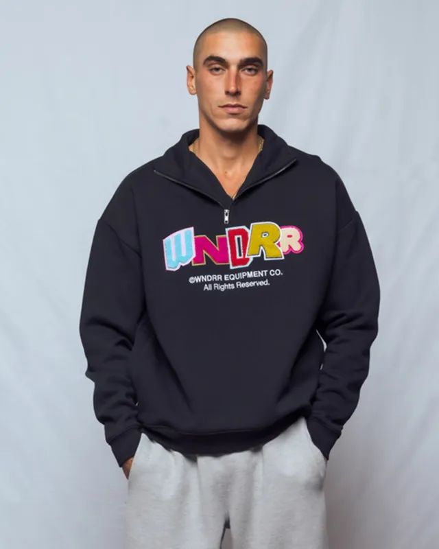 Sherri 1/4 Zip Sweat Black made by WNDRR