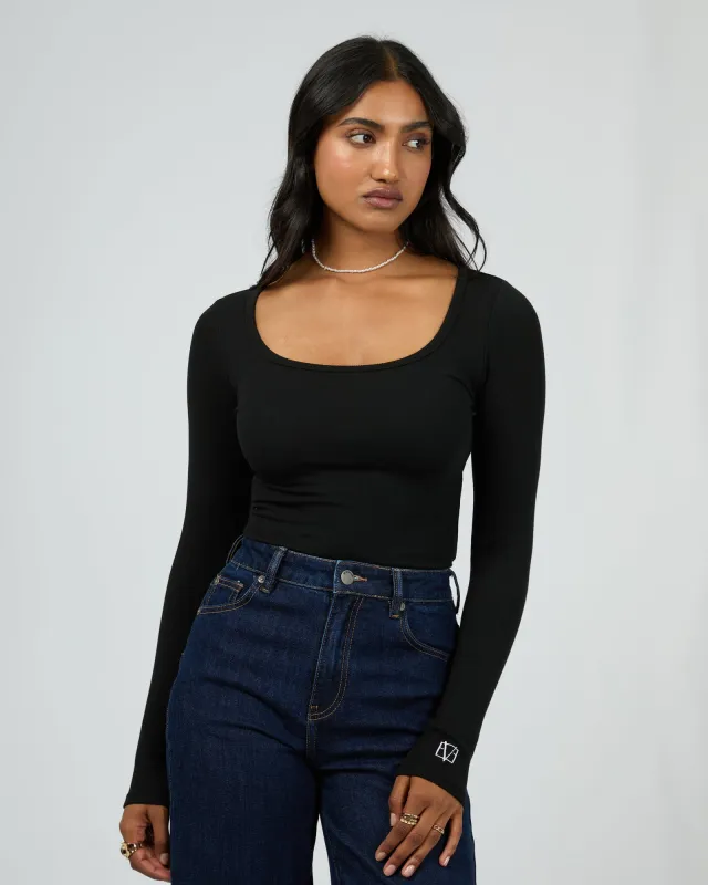 Icon Scoop Neck L/S Top Black sold by edge clothing