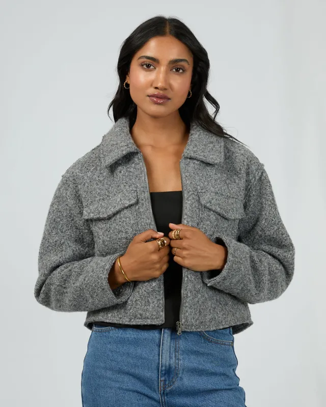 Bennet Crop Jacket Grey Marle sold by edge clothing