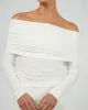 Luxe Off The Shoulder Top Vintage White sold by edge clothing