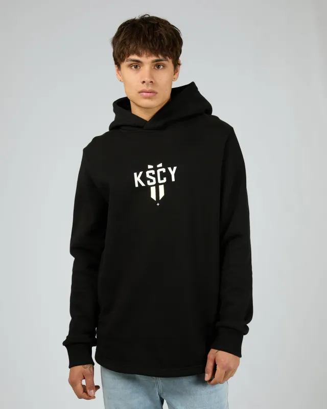 Hasten Dual Curved Hoodie Black made by edge clothing