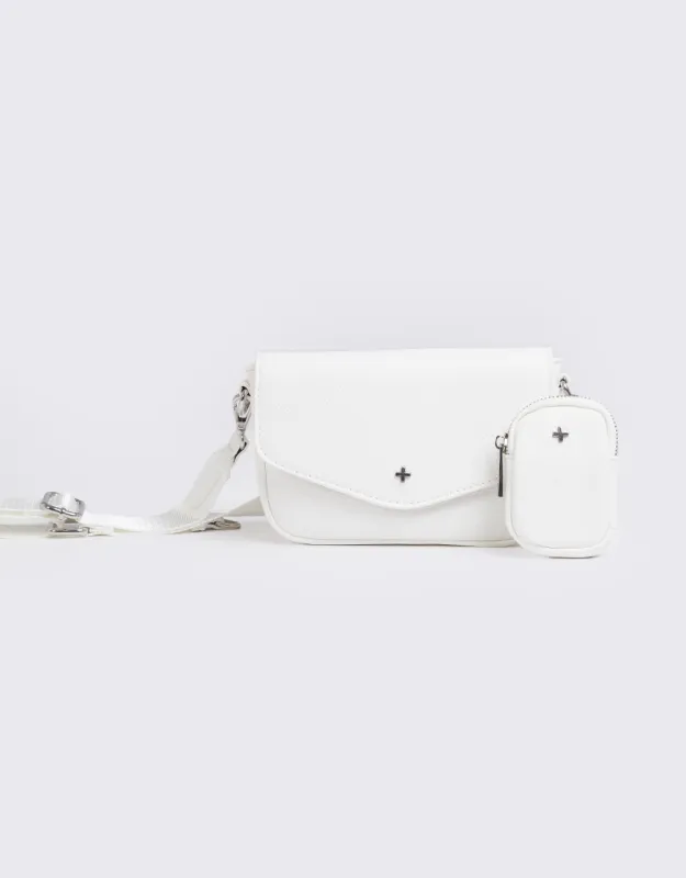 Legacy Cross Body Bag W/Pouch White Pebble sold by edge clothing