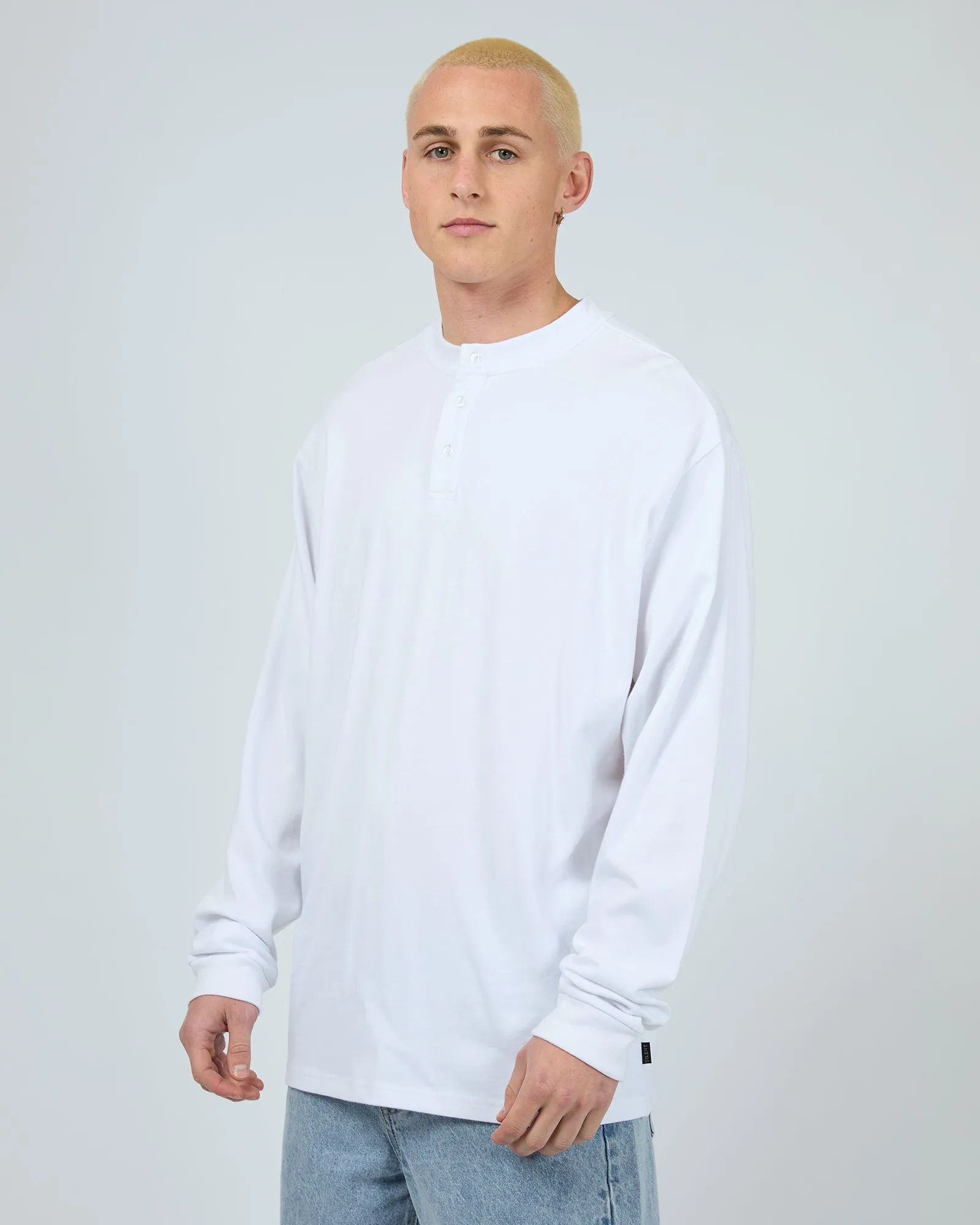 Henley Long Sleeve Top White sold by edge clothing product image thumbnail 4