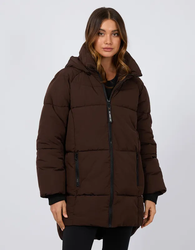 Remi Luxe Midi Puffer Brown made by All About Eve