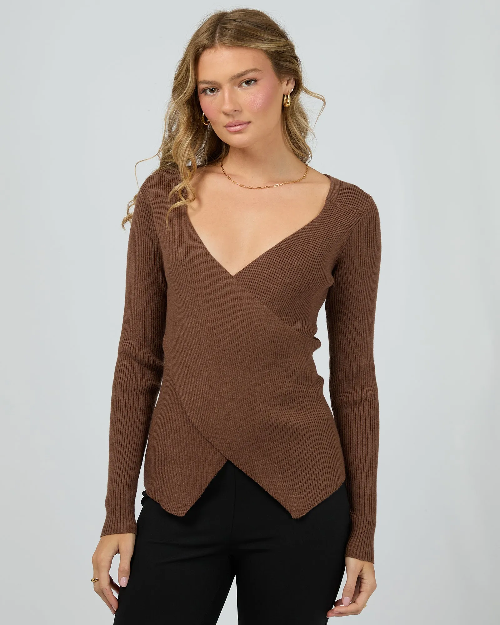 Micha Knit Top Brown sold by edge clothing