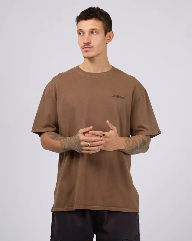 Essential Script Tee Brown sold by edge clothing