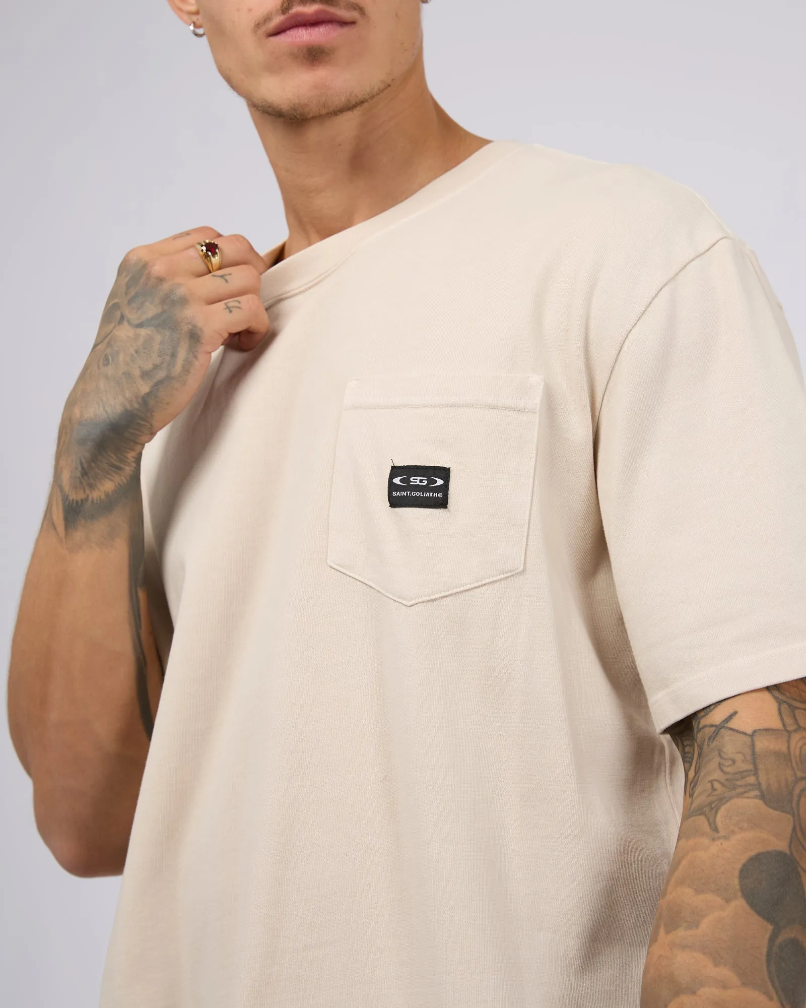 Sg Pocket Tee Stone sold by edge clothing product image thumbnail 5