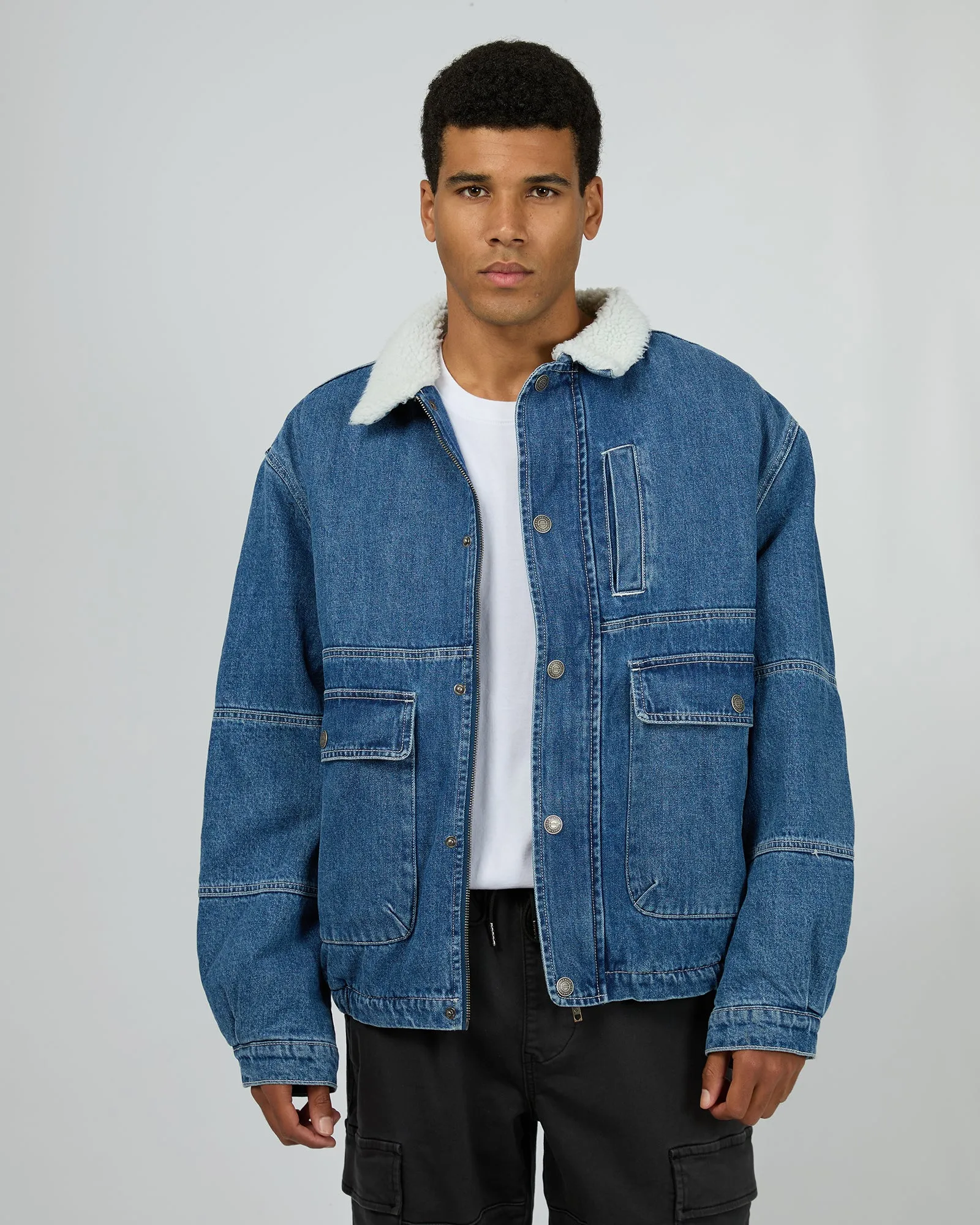 Harry Sherpa Jacket Blue sold by edge clothing