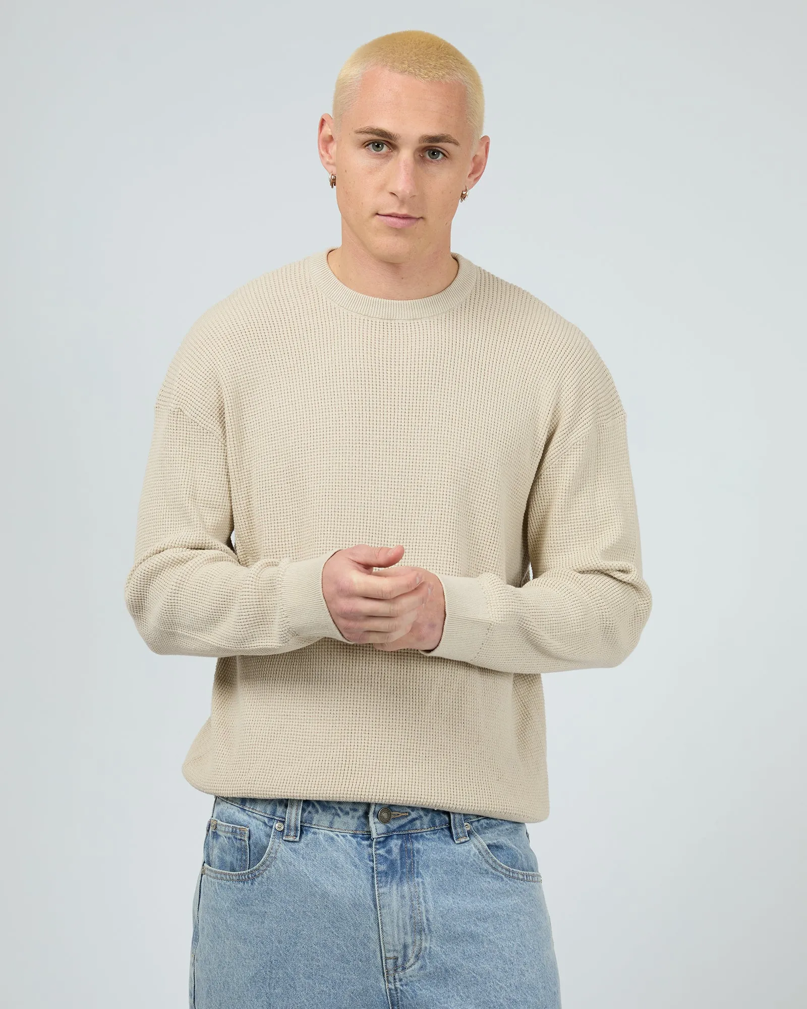 Waffle Knit Stone sold by edge clothing