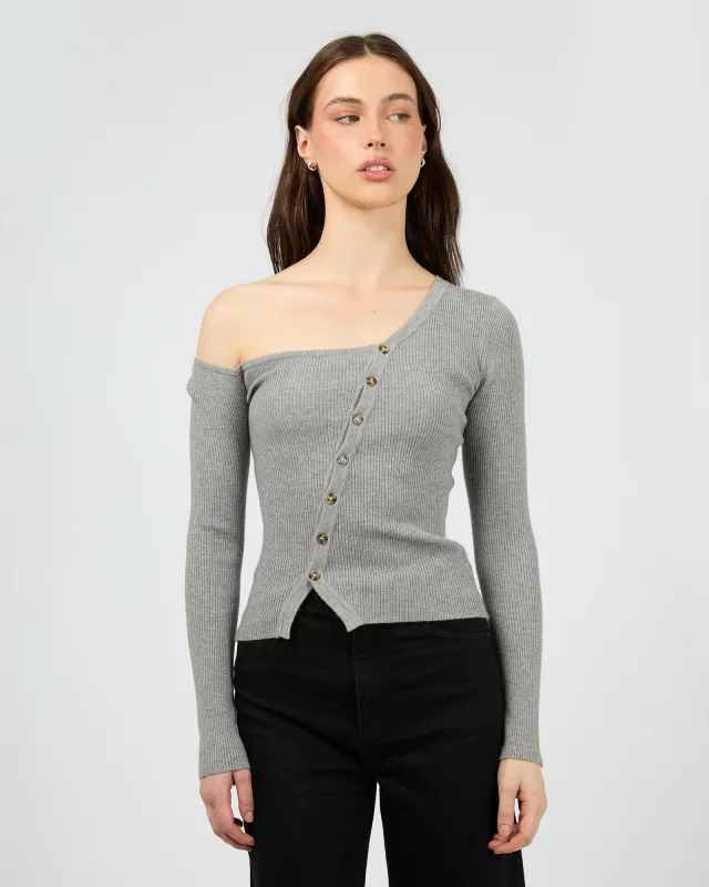 Layla Knit Cardigan Grey Marle sold by edge clothing