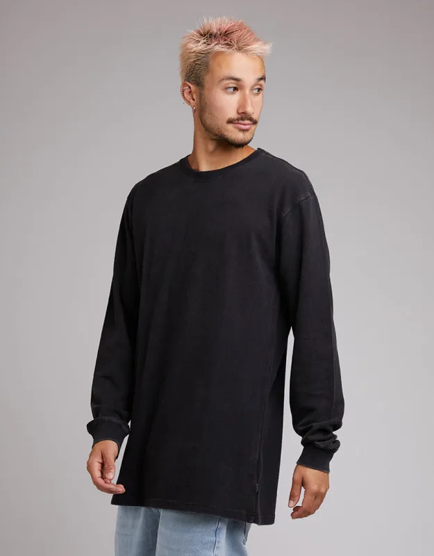 Pique L/S Tee Washed Black sold by edge clothing