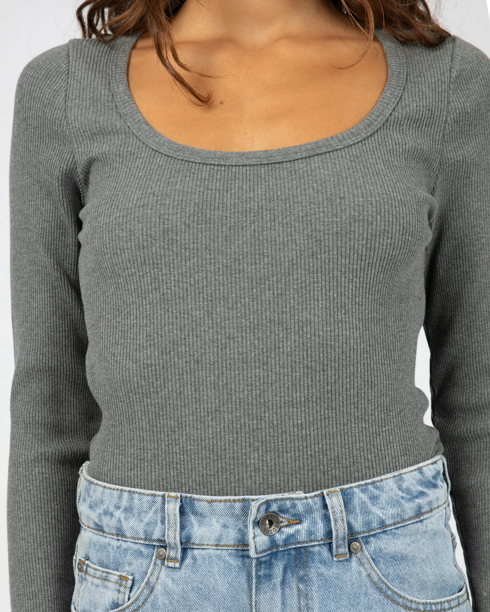 Hazel L/S Tee Charcoal Marle sold by edge clothing product image thumbnail 5