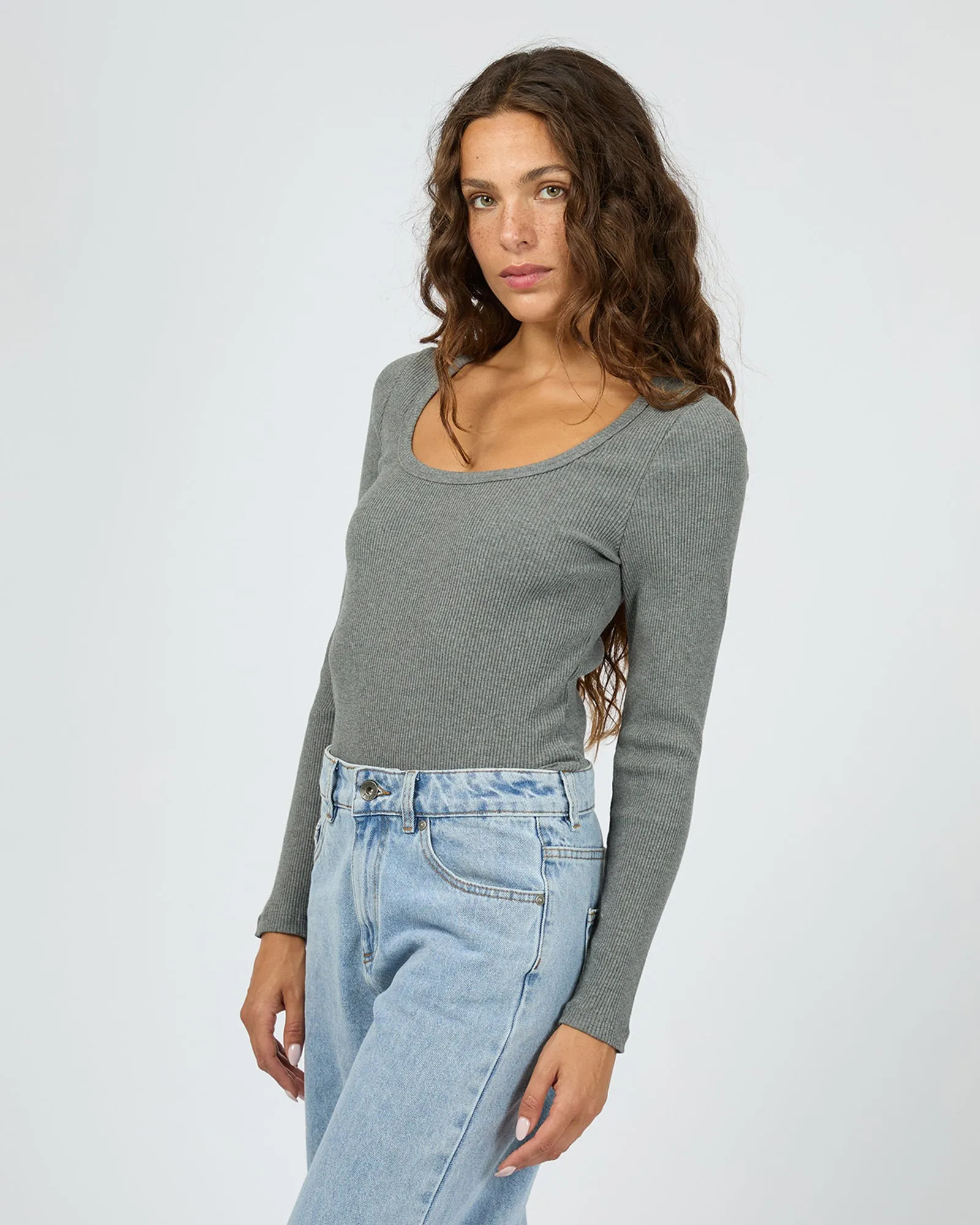 Hazel L/S Tee Charcoal Marle sold by edge clothing product image thumbnail 4