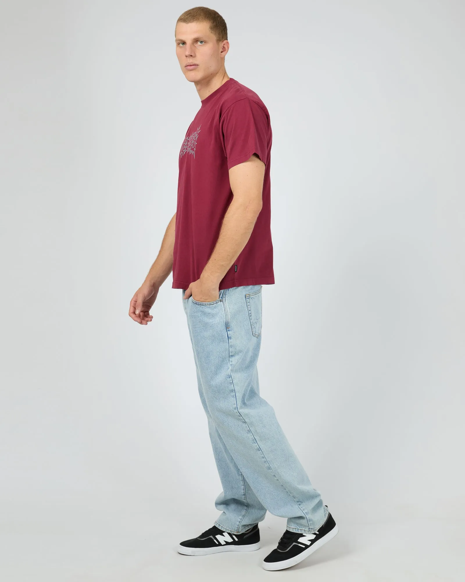 Mental Recycled Boxy Fit Tee Burgandy sold by edge clothing product image thumbnail 4