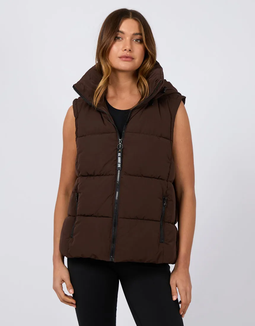 Remi Luxe Puffer Vest Brown sold by edge clothing