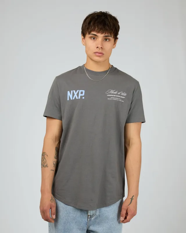Riot Dual Curved Tee Charcoal sold by edge clothing