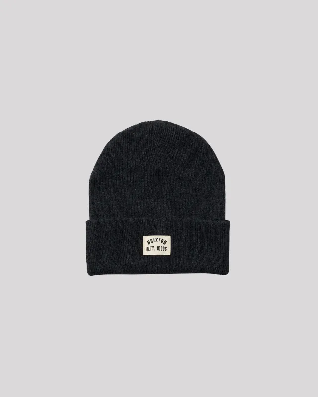 Woodburn Watch Cap Beanie Washed Black sold by edge clothing