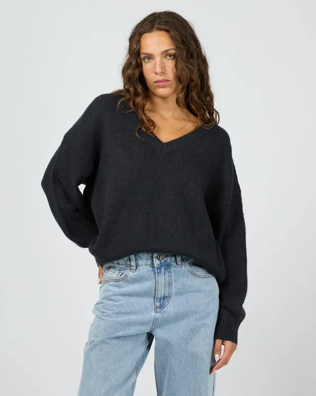 Elias Chunky Knit Jumper Navy sold by edge clothing