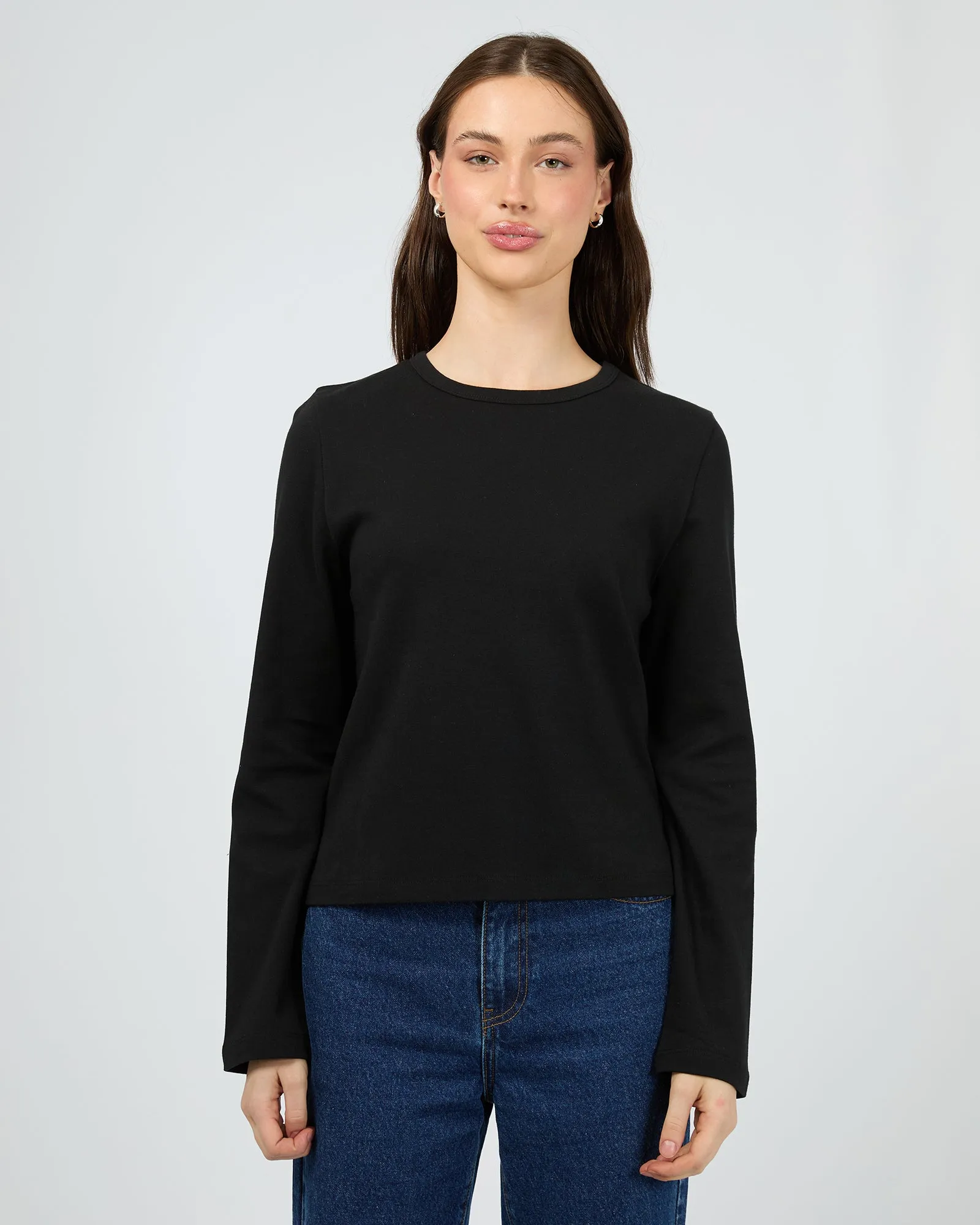 Regular Long Sleeve Tee Black sold by edge clothing