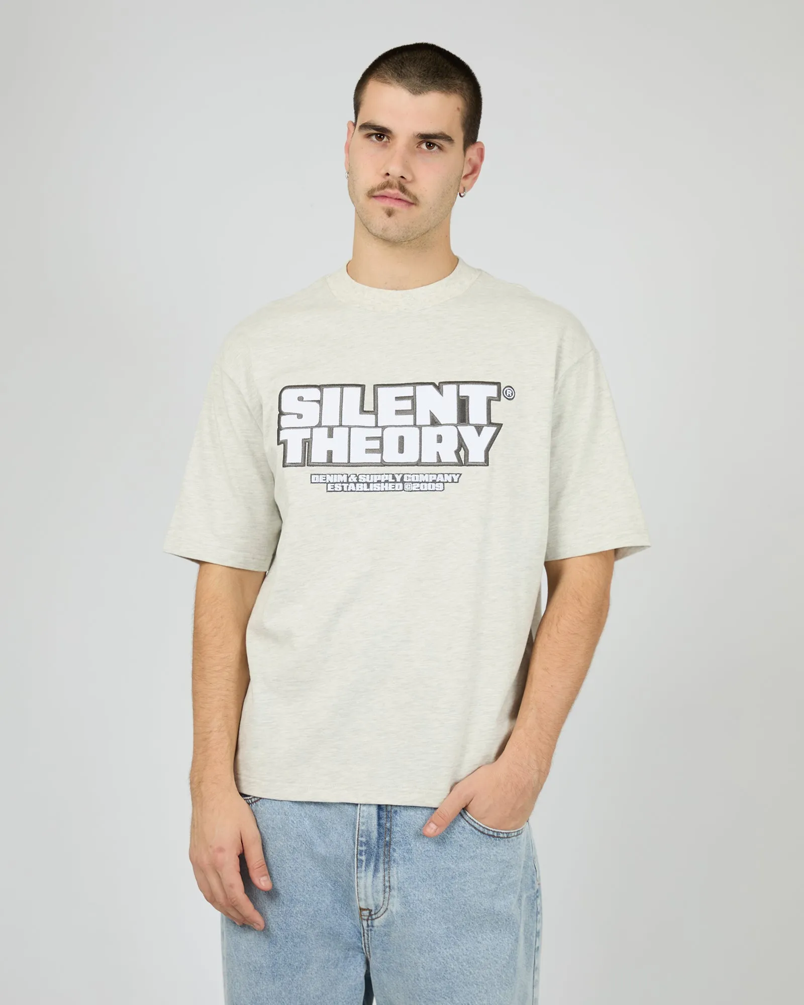 Foundation Tee Grey Marle sold by edge clothing