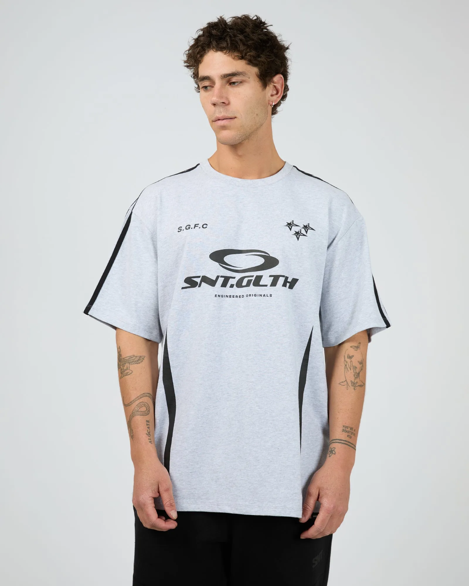 Club Tee Grey Marle sold by edge clothing