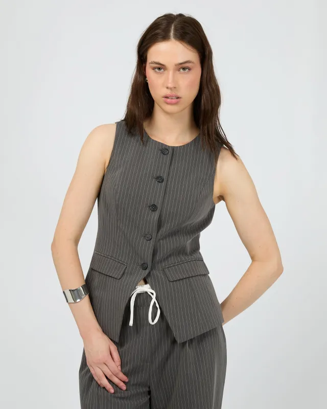Bowie Vest Charcoal sold by edge clothing