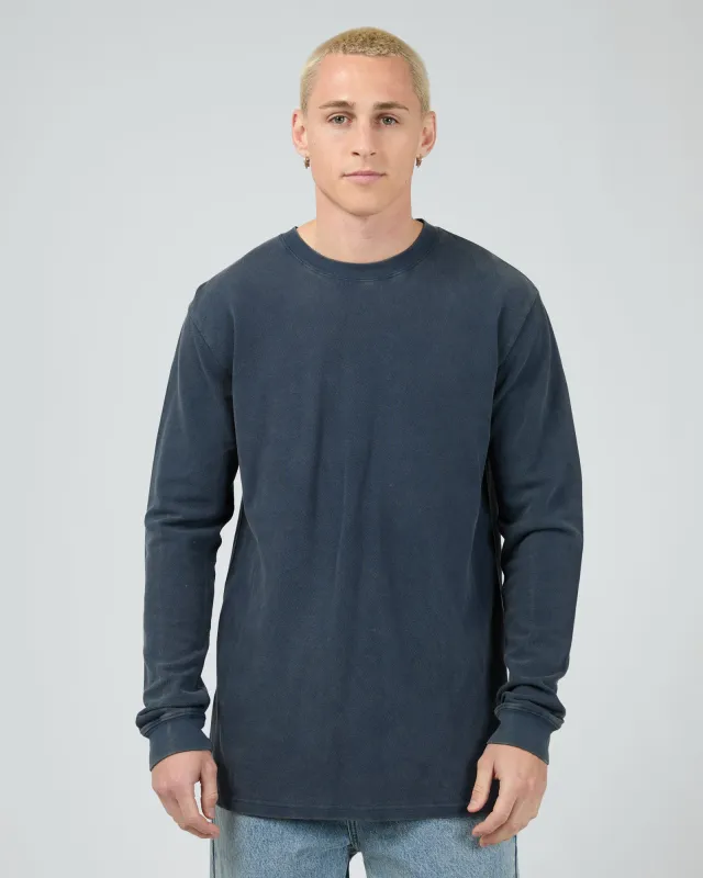 Pique Long Sleeve Navy sold by edge clothing