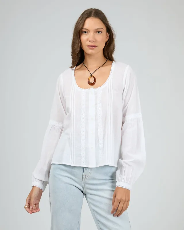 Maia Ls Top Vintage White sold by edge clothing
