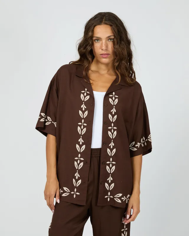 Flora Shirt Brown sold by edge clothing