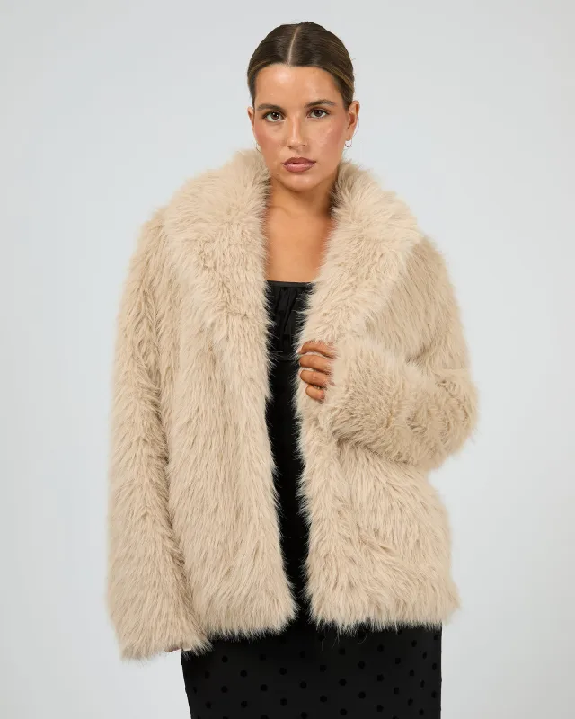 Angela Fur Coat Beige sold by edge clothing