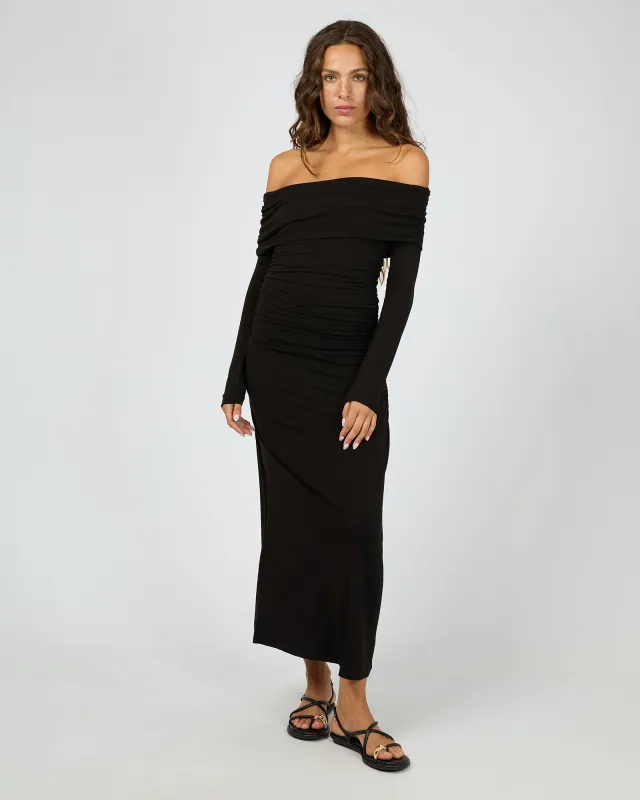 Fold Over Maxi Dress Black sold by edge clothing