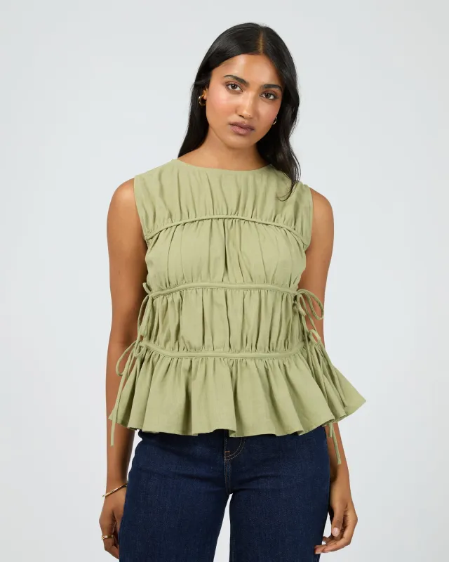 Lou Lou Tie Top Khaki sold by edge clothing