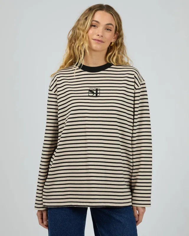 Silent Stripe L/S Tee Black sold by edge clothing