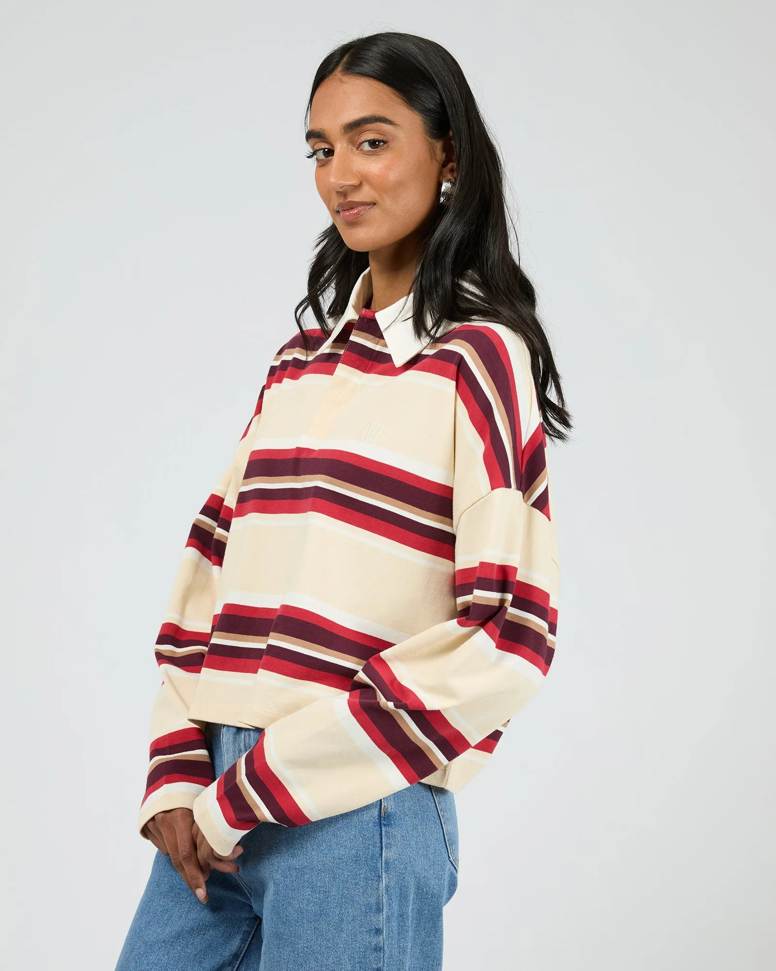 Addison Rugby Top Berry/ White Stripe sold by edge clothing product image thumbnail 4