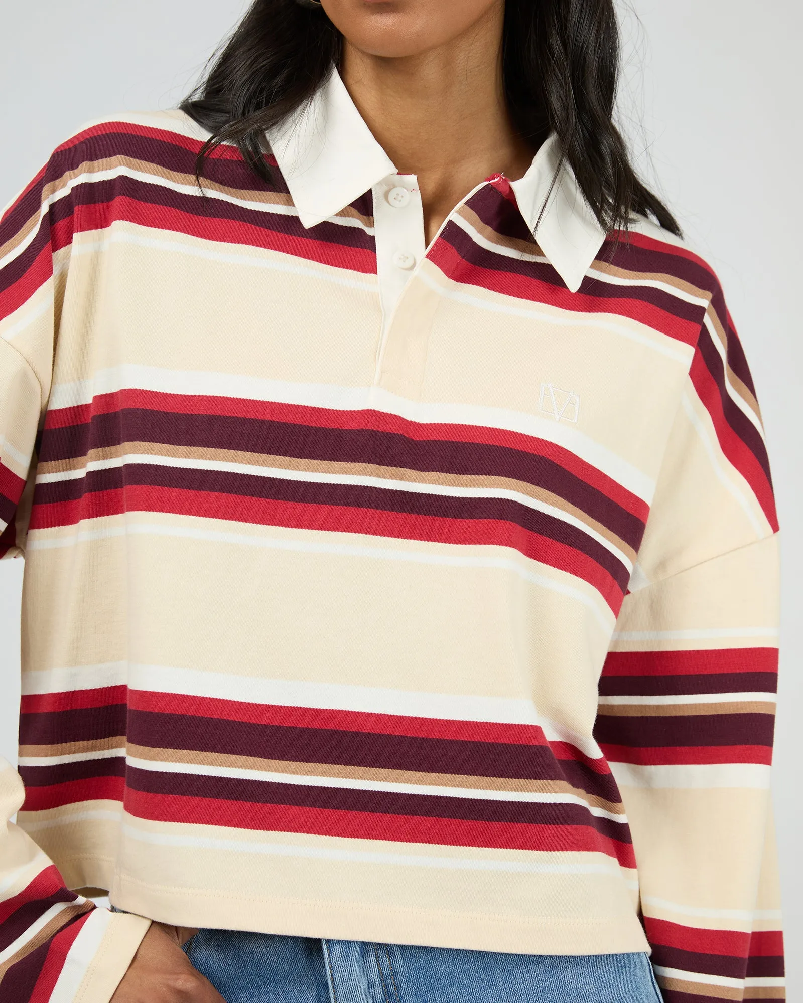 Addison Rugby Top Berry/ White Stripe sold by edge clothing product image thumbnail 5