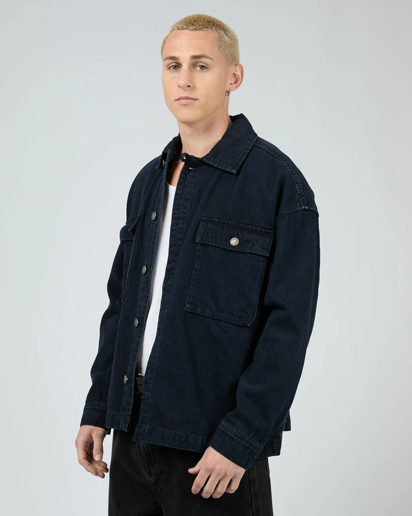 Denim Overshirt Navy sold by edge clothing product image thumbnail 4