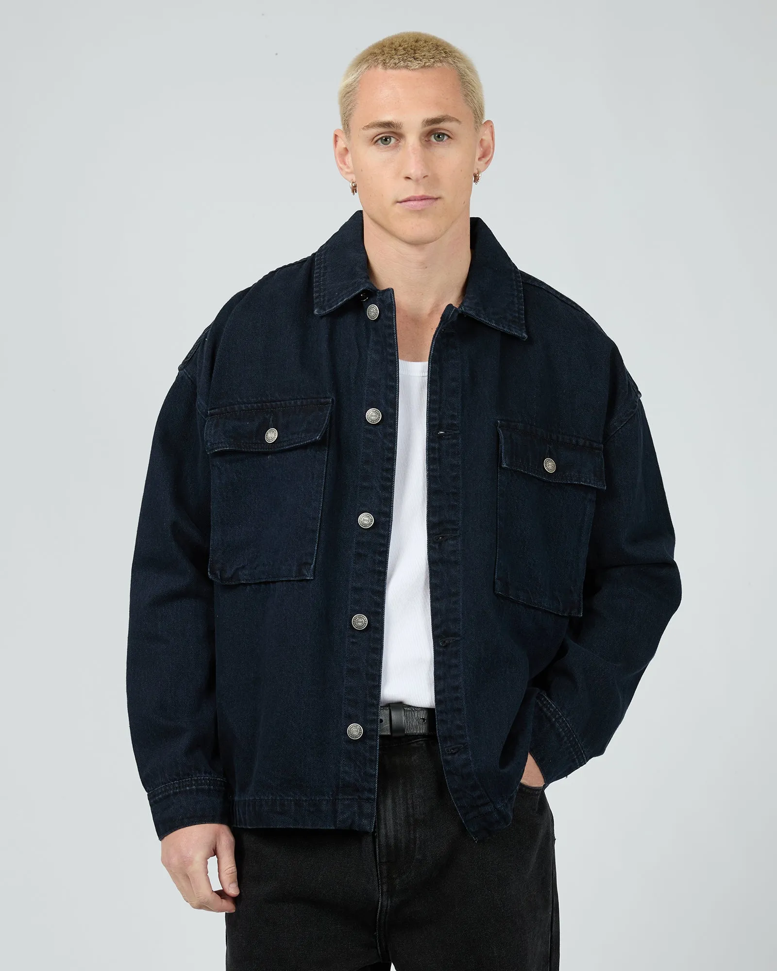 Denim Overshirt Navy sold by edge clothing