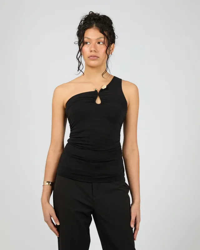 Julia One Shoulder Top Black sold by edge clothing